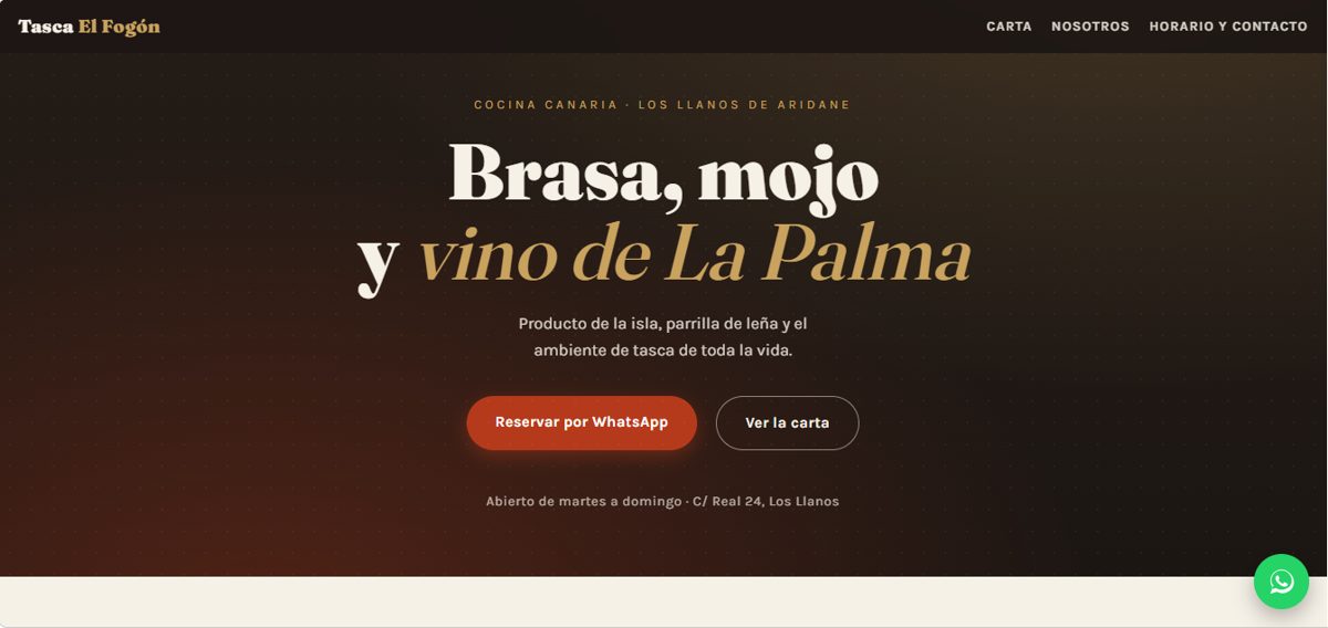 Demo de web para restaurante: Tasca El Fogón